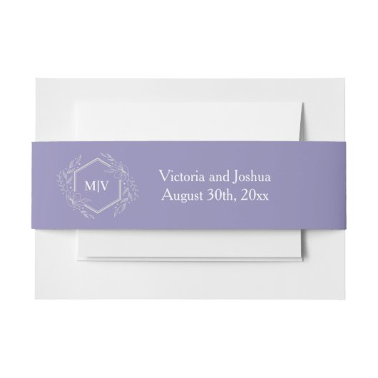 Lavender Monogram Crest 招待状ベリーバンド (正面例)