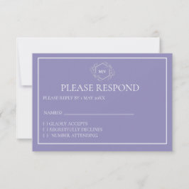 Lavender Monogram Crest RSVP card