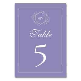 Lavender Monogram Crest Table Number Card テーブルナンバー