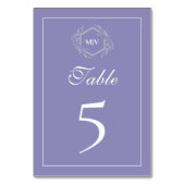 Lavender Monogram Crest Table Number Card テーブルナンバー (裏面)