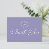 Lavender Monogram Crest Thank You Card サンキューカード (スタンド正面)