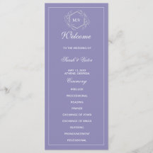 Lavender Monogram double side program card 