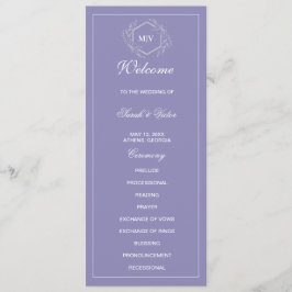 Lavender Monogram double side program card  プログラム
