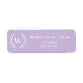Lavender monogram initial wreath return address ラベル (正面)