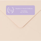 Lavender monogram initials wreath return address ラベル
