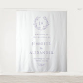 Lavender Monogram Wedding Backdrop タペストリー (正面)