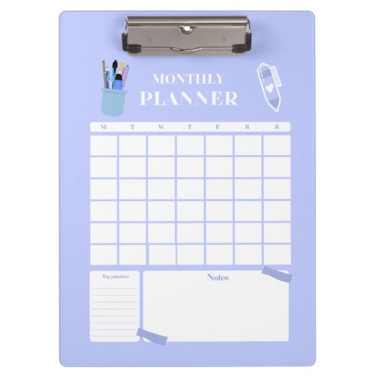Lavender Monthly Planner Layout Art クリップボード (正面)
