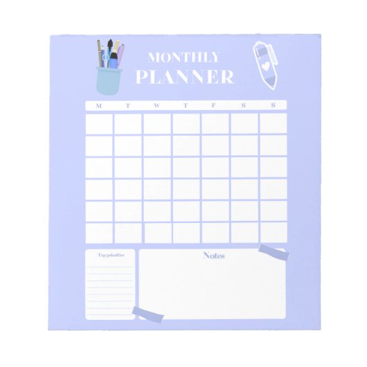 Lavender Monthly Planner Layout Art ノートパッド (正面)