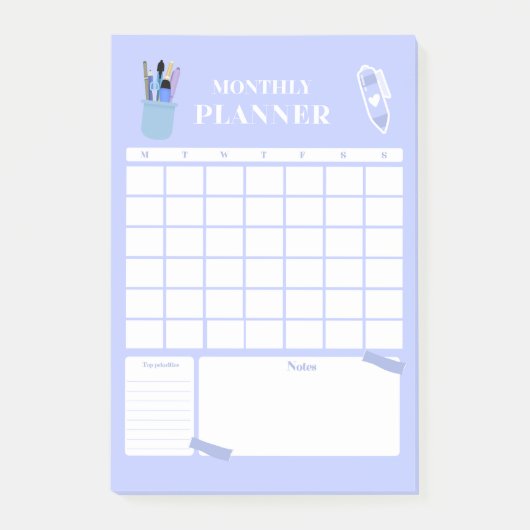 Lavender Monthly Planner Layout Art ポストイット (正面)