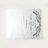 Lavender Mr. mrsハート写真バック結婚セット タペストリー (正面(横))