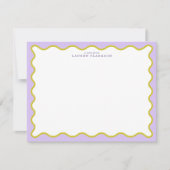 Lavender & Mustard Wavy Border Note Card 招待状 (正面)