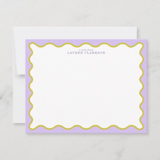 Lavender & Mustard Wavy Border Note Card 招待状 (正面)