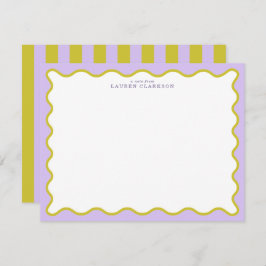 Lavender & Mustard Wavy Border Note Card 招待状