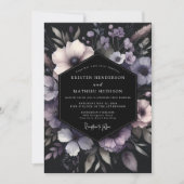 Lavender Noir Bloom Wedding 招待状 (正面)