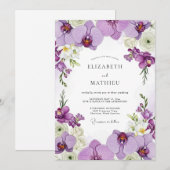Lavender Opulent Orchid Wedding 招待状 (正面/裏面)