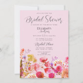 Lavender Orange Pink Yellow Floral Bridal Shower 招待状 (正面)