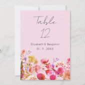 Lavender Orange Pink Yellow Floral Table Numbers 招待状 (正面)