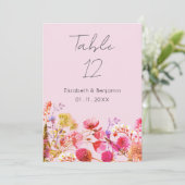 Lavender Orange Pink Yellow Floral Table Numbers 招待状 (スタンド正面)