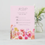 Lavender Orange Pink Yellow Summer Floral RSVP  招待状 (スタンド正面)