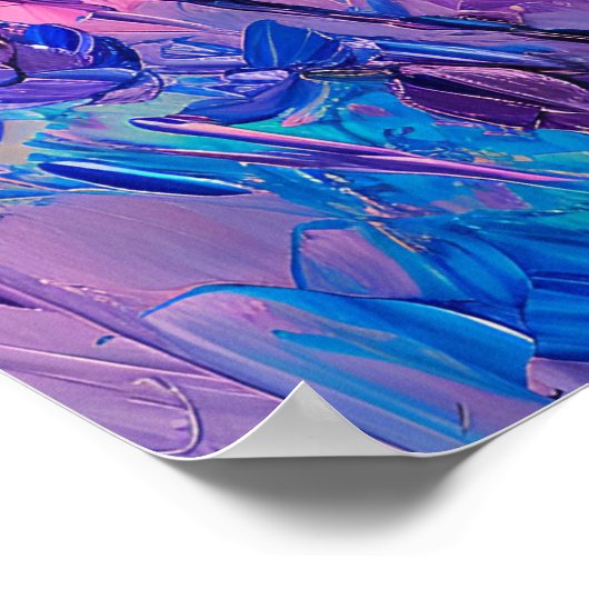 Lavender Orange Sunset Painting Wall Art Poster ポスター (角)