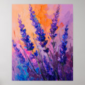 Lavender Orange Sunset Painting Wall Art Poster ポスター (正面)