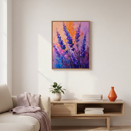 Lavender Orange Sunset Painting Wall Art Poster ポスター
