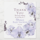 Lavender Orchid Baby Shower Wine Bottle Labels ワインラベル (シングルラベル)