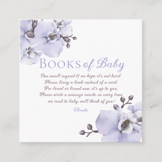 Lavender Orchid Books for Baby Request Card エンクロージャーカード (正面)