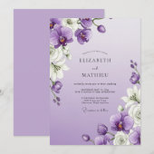 Lavender Orchid Flourish Wedding 招待状 (正面/裏面)