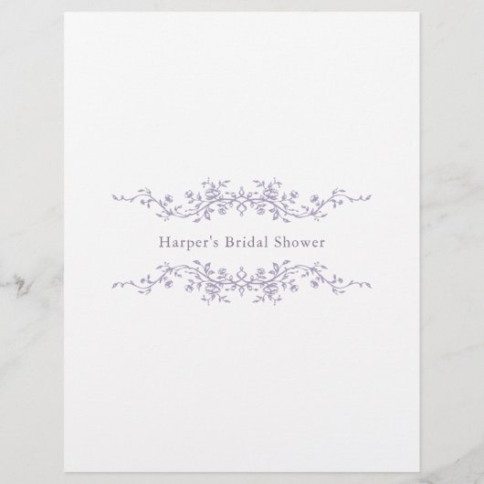 Lavender 'Over or Under' Bridal Shower Game (裏面)