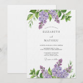 Lavender Painterly Botanical Wedding 招待状 (正面/裏面)