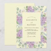 Lavender Painterly Floral Spring Wedding 招待状 (正面/裏面)