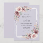 Lavender Painterly Romantic Wedding 招待状 (正面/裏面)