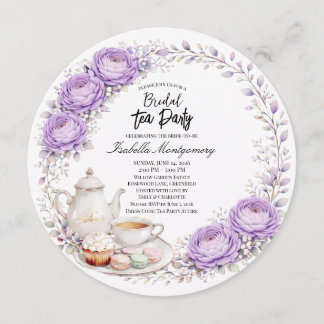 Lavender Palette Tea Party Bridal Shower 招待状
