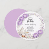 Lavender Palette Tea Party Bridal Shower 招待状 (正面/裏面)