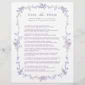 Lavender 'Pass the Poem' Bridal Shower Game (正面)