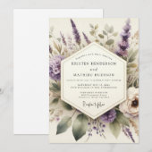 Lavender Pastoral Bloom Wedding 招待状 (正面/裏面)