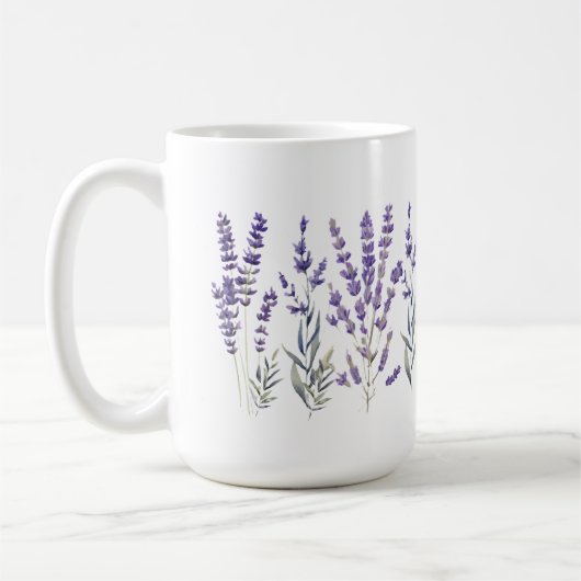 Lavender Pattern Pillar Candle コーヒーマグカップ (左)