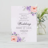 Lavender Peach Blossom Arch Wedding 招待状 (スタンド正面)