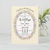 Lavender & Peach Floral Wreath Wedding Invitation 招待状 (スタンド正面)