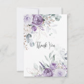 Lavender Peonies and White Roses Wedding Thank You サンキューカード (正面)