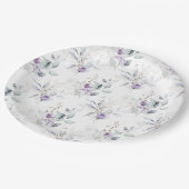 Lavender Peonies, Eucalptus Floral Wedding ペーパープレート (アングル)