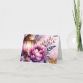 Lavender Peonies Light Watercolor Thank You サンキューカード (裏面)