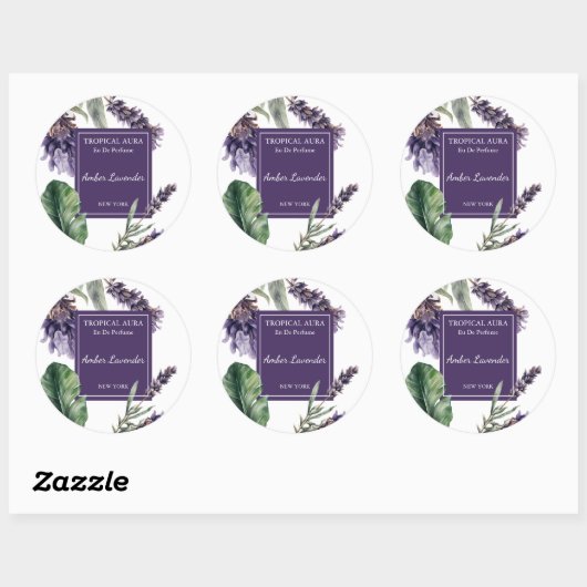 Lavender Perfume Label ラウンドシール (シート)