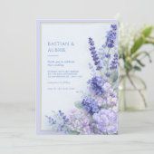 Lavender Periwinkle Gold Double Frame Wedding 招待状 (スタンド正面)