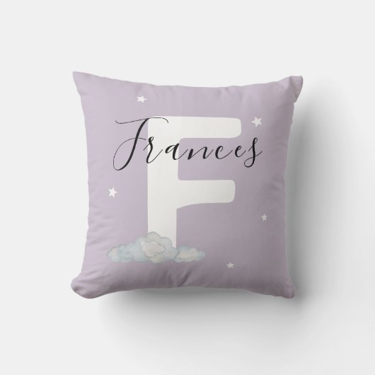Lavender Personalized Baby Name Pillow Custom クッション (正面)