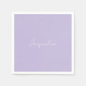 Lavender Personalized Script Shower Cocktail  スタンダードカクテルナプキン (正面)