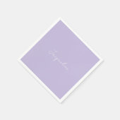 Lavender Personalized Script Shower Cocktail  スタンダードカクテルナプキン (角)