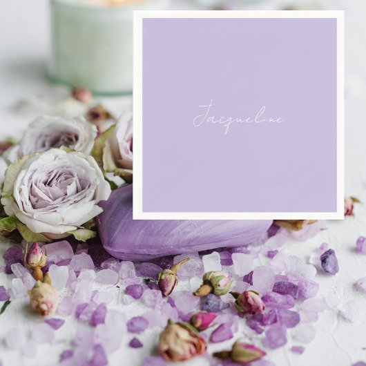 Lavender Personalized Script Shower Cocktail  スタンダードカクテルナプキン