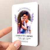 Lavender Photo Save the Date Floral Wedding マグネット